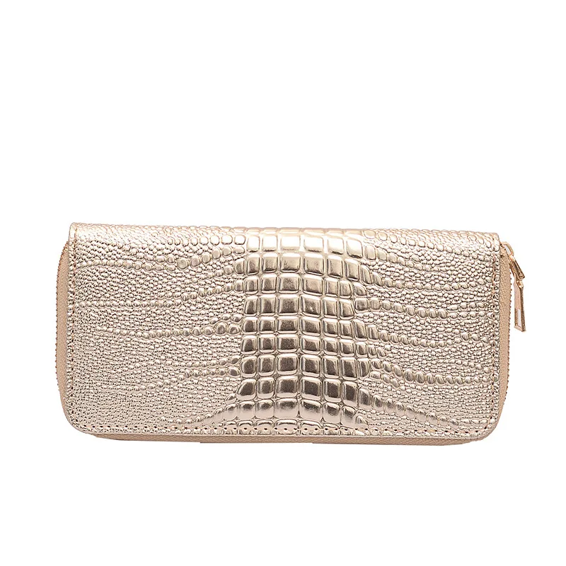 

New crocodile pattern PU lady slim purse fashion long hand holding style multi-card wallets leather female purse wallet