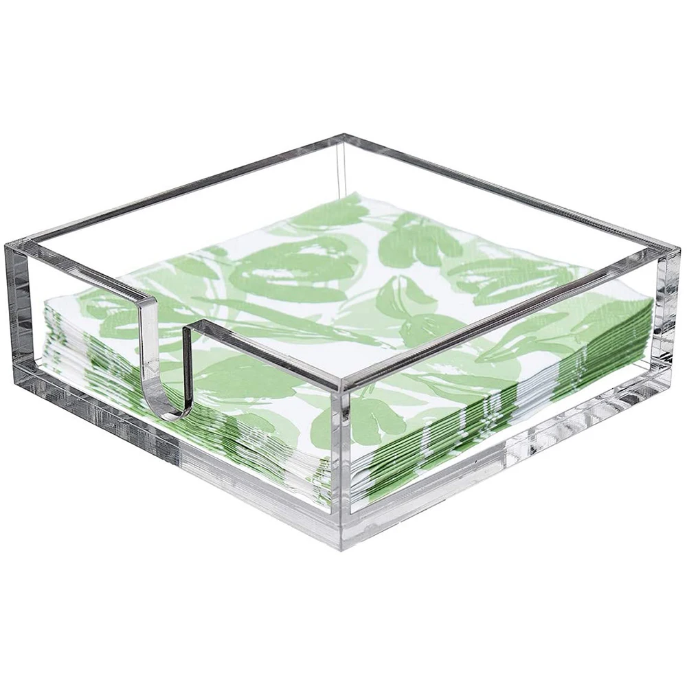 Modern Clear Acrylic Kitchen Napkin Holder Rack With Center Bar