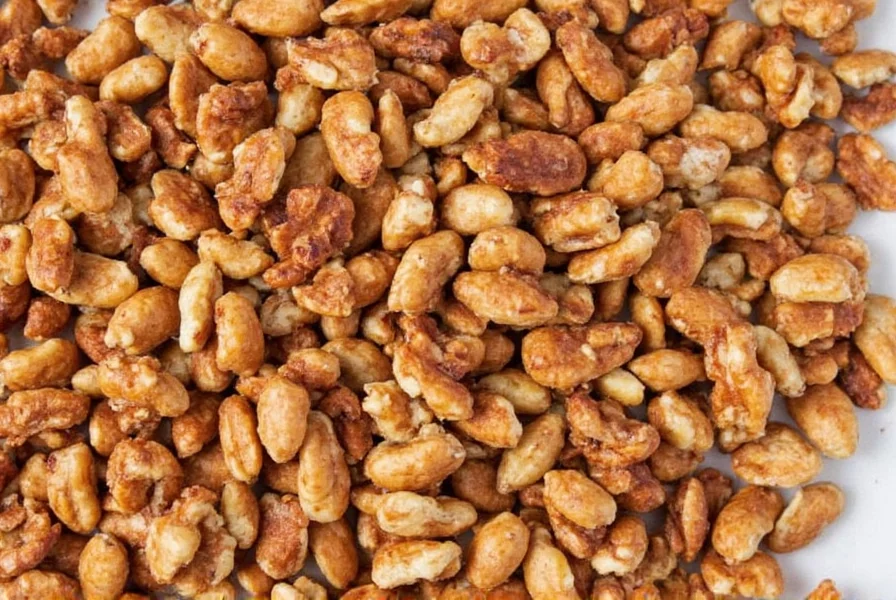Glass jar filled with spiced walnuts