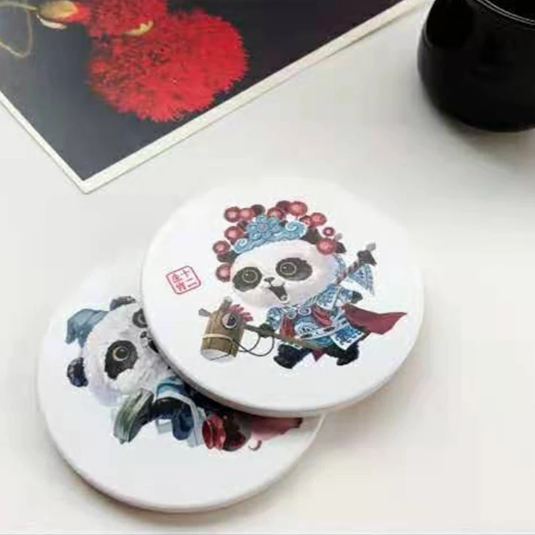 

Jia Yi Panda With Horse Hammer Dressed As Peking Opera Actors Coaster Rustic Coaster Diatomite Coaster