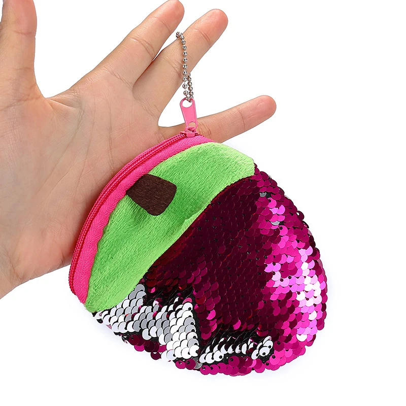 

Beauty Girl Zipper Mini Zore Wallet Cute Sequin Fruit Strawberry Coin Purse
