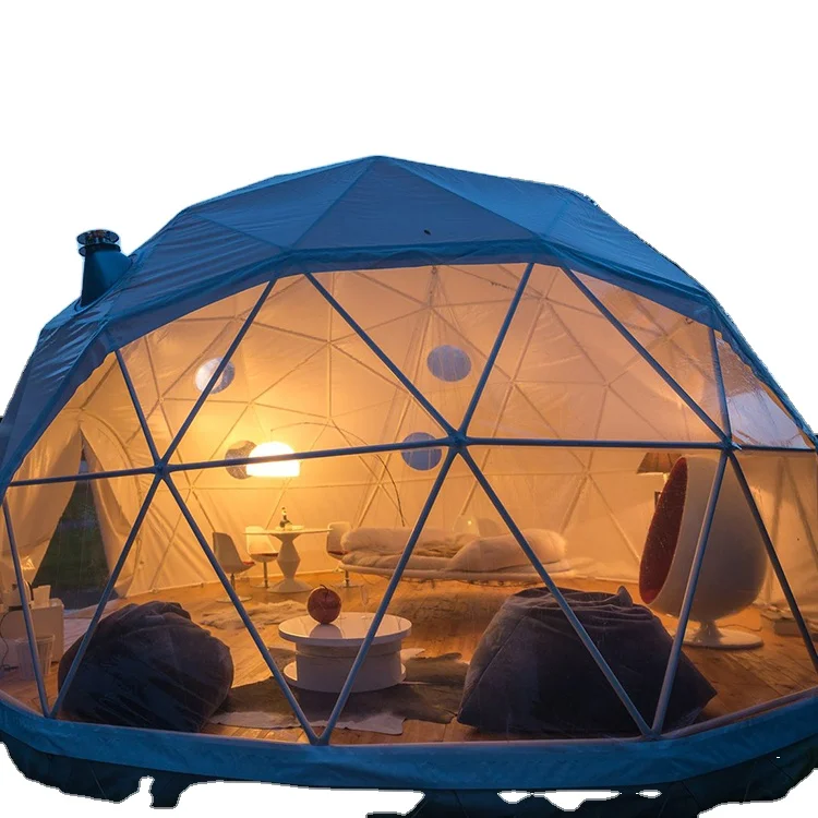 

Easy Installation Glamping tent glass door dome 6m 7m 8m lowest price geodesic dome house for sale