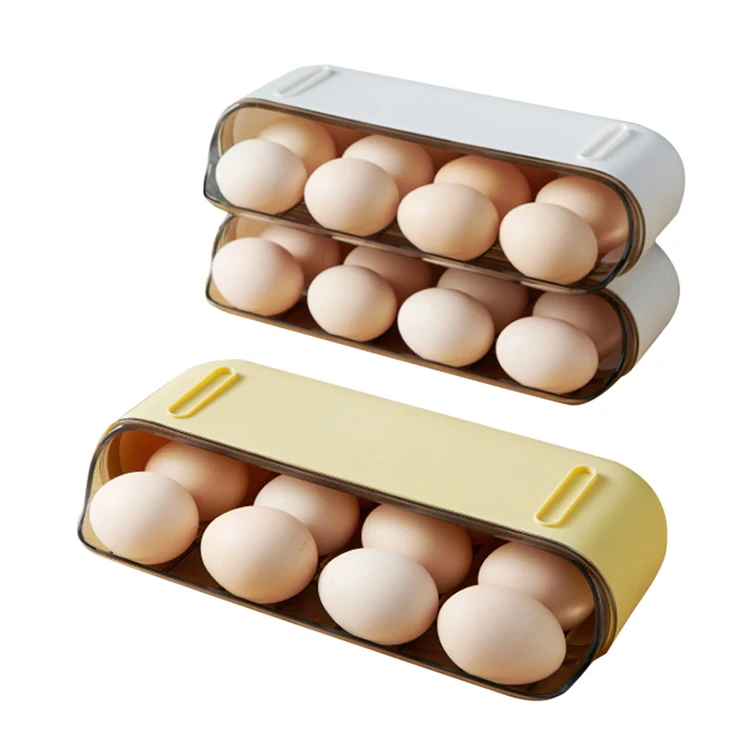 

Online Hot Sale Side Easy Opening Rolling Type Refrigerator Plastic Egg Storage Container Egg Holder