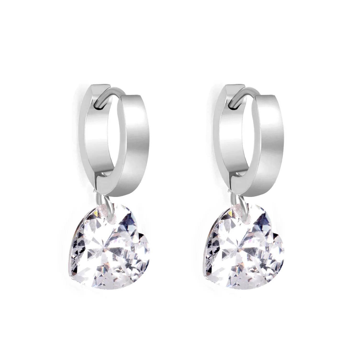 

2021 Fashion Earrings 18k Gold Plated,Simple Hoop Zircon Earrings For Women 2021, Gold/steel