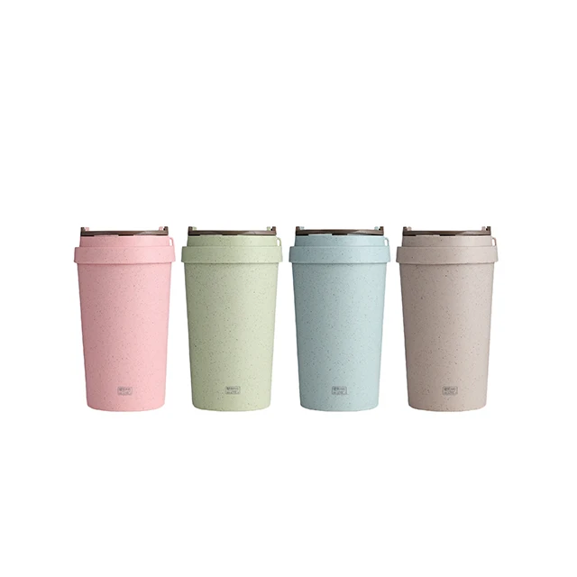 

2235J 400ml The Best Selling Biodegradable Wheat Straw Fiber Double Wall Insulated Reusable Plastic Coffee Cup