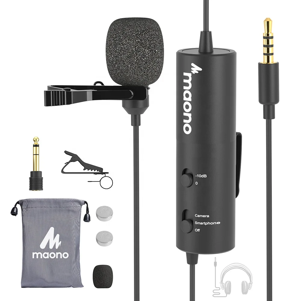 

MAONO 3.5mm Lavalier Noise Reduction Mic -10dB Condenser Microphone For Studio Live Broadcast Video Conference Collar Microphone