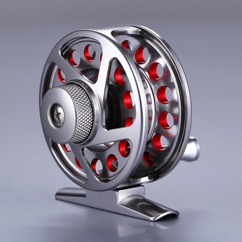 

WEIHE DS40-90 All metal Fish line Wheel Superhard Fly Fishing Reel One Way Bearing Fishing Spool With Disc Type Brake, Gun+red / gun