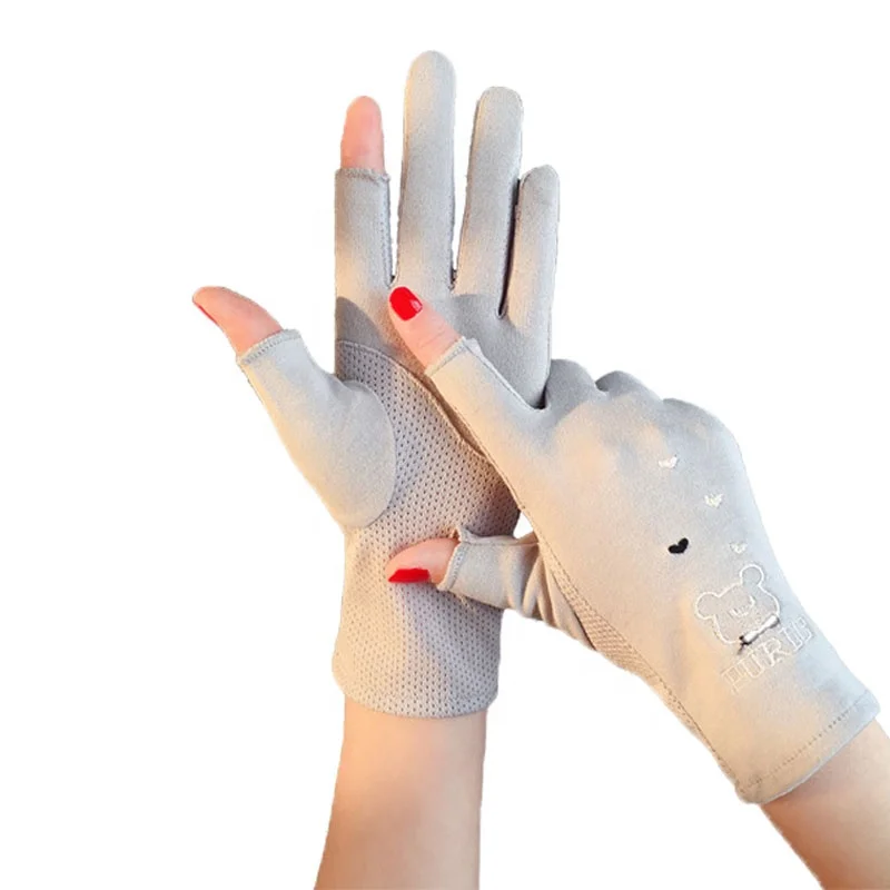 

Outdoor Sunscreen Two Finger Riding Gloves Female Summer Cotton Gloves Cycling Racing Safety Camping Driving Fishing Gloves, 6 colors available