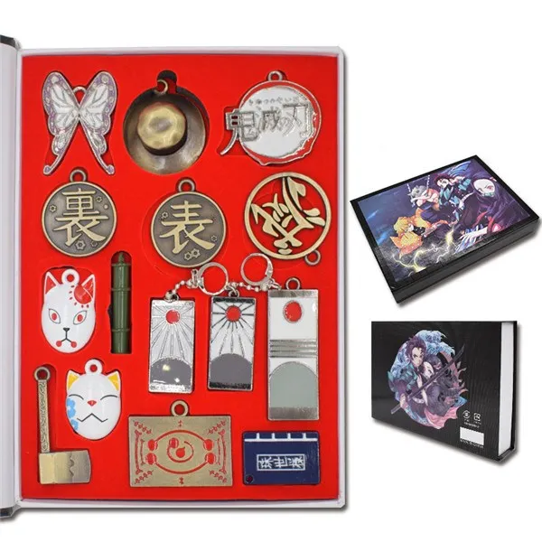 

Newest Japanese Cartoon Demon Slayer : Kimetsu no Yaiba Cartoon Cute Anime Weapon Necklace Earring Key Chain Set, Mixed color
