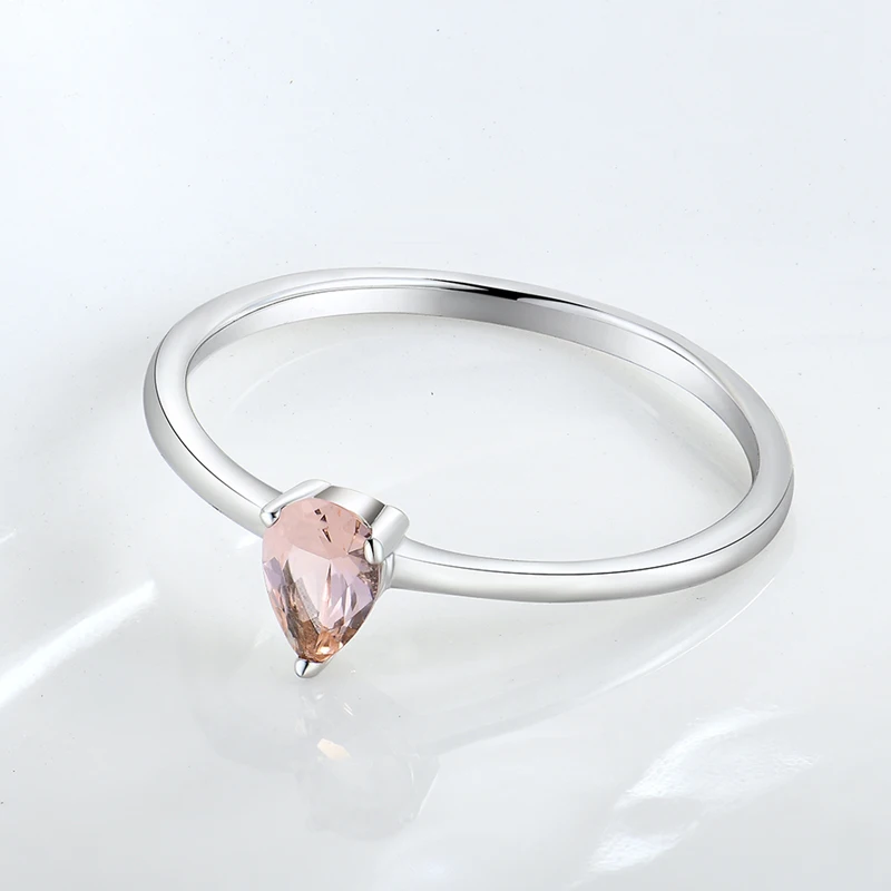 

2021 New Arrival 925 Sterling Silver Pearl Shape Pink Stone CZ Bling Wedding Rings silver engagement wedding ring jewelry women