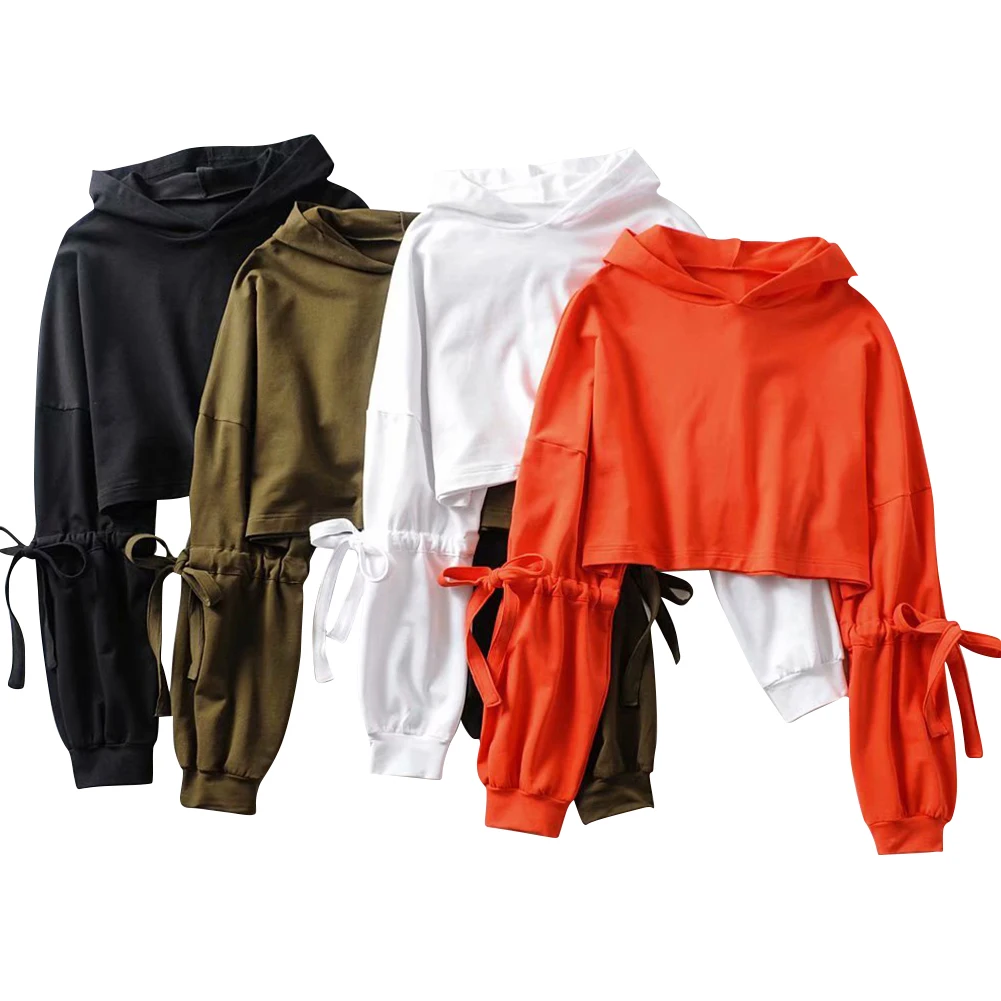 

Wholesale Custom Logo Sweatshirts, Extra Long Sleeve Bow Tie 100 Cotton Loose Fit Sweaters Crop Tops Hoodie Sweatshirt/, White, green, black, orange