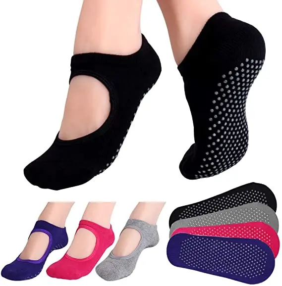 

QS Best selling Custom LOGO Toes&Feet Women's Cushioned Padded Anti-Slip Yoga Colorful Socks Pilates Ballet Barre Socks