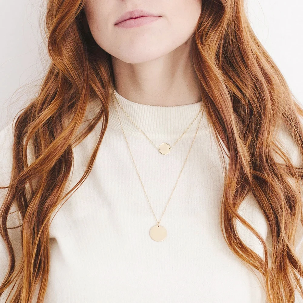 

JUJIE Cheap Custom 2 Layer steel Choker Necklace Women Minimalist Layered Metal Gold Chain Necklace Stainless Steel, Silver/gold/rose gold