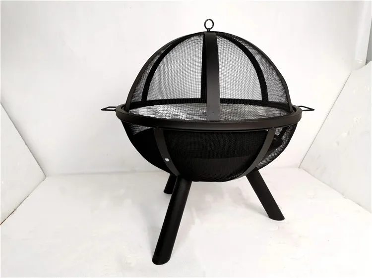 24Inch Ball Shaped Flaming Wood Burning Steelmetal gas Firepit Stand Modern Outdoor Steel