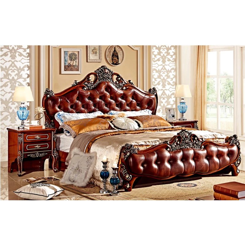 Wholesale Leather Queen Size Bedroom Furniture Set With Headboard Frame