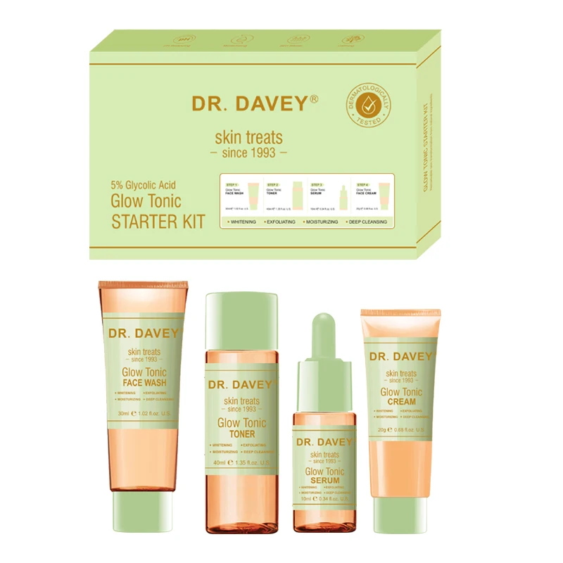 

DR.DAVEY Glow Tonic Skin Complete Facial Care Kit - 4-in-1 Set with face cream, Serum, Skin Repair for face