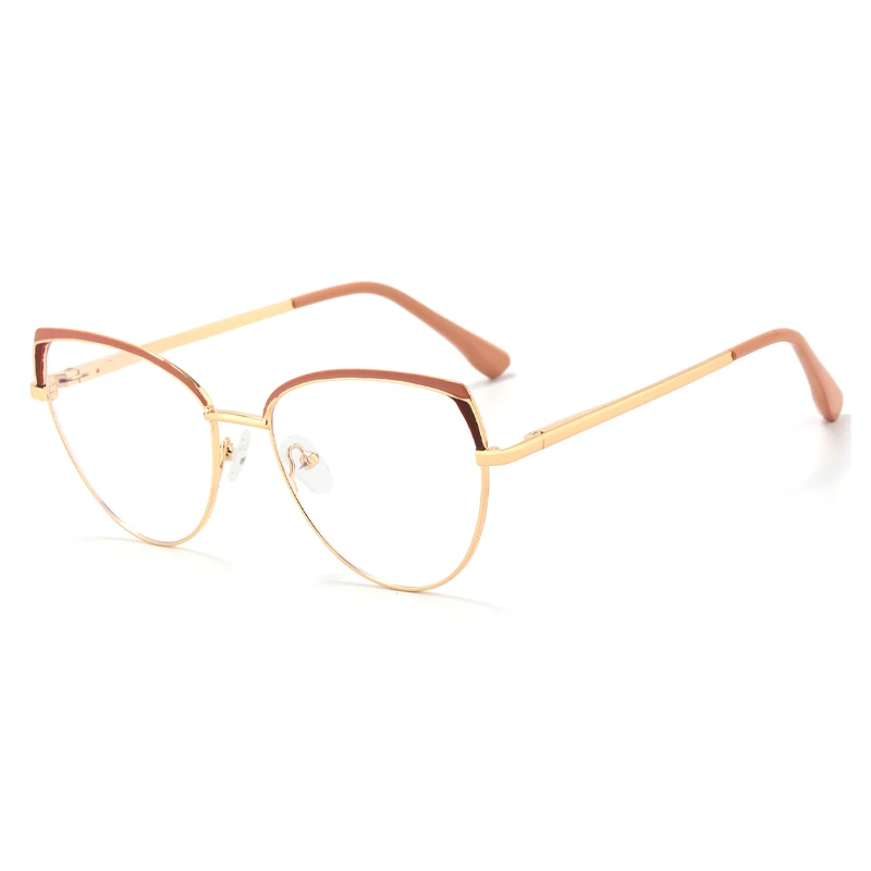 Fashion Metal Women's Designer Vintage Cat Eye Eyewear Anti-Blue Light Myopia Optical Glasses Frame Custom Logo Glasses