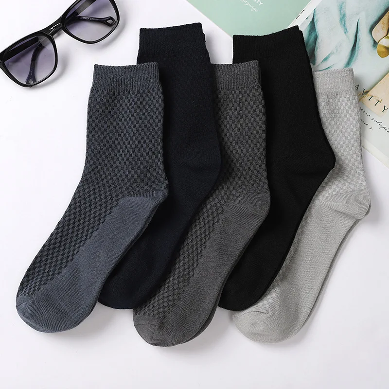 

Wholesale Anti-Bacterial Bamboo Socks Custom Breathable Work Socks for Business Men, 5colors/custom