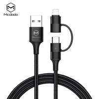 

Mcdodo 4ft 1.2m 2 in 1 USB to Light ning and Type-C Cable Supporting QC3.0/4.0 Quick Charge