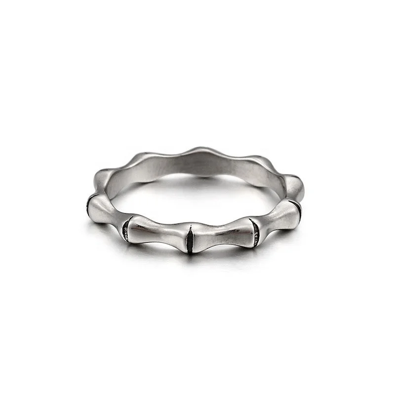 

Hot Selling Classic Womens Mens Punk 316L Stainless Steel Jewelry Bone Bamboo Rings, Silver