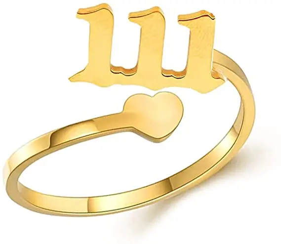 

Hot Sale Gold Plated Dainty 111 222 333 444 555 666 777 888 999 Numerology Rings Jewelry Adjustable Angel Number Ring 2021