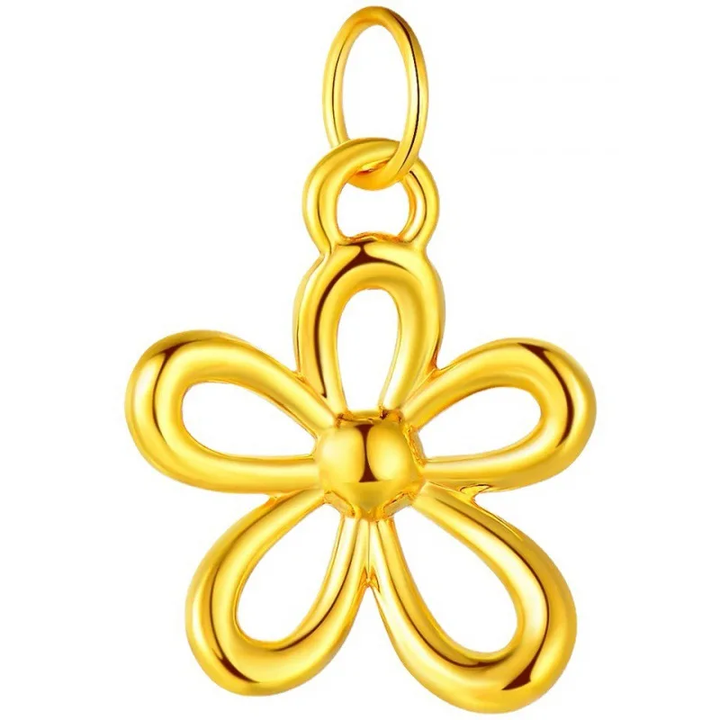 

Certified Gold Galsang Flower Pendant 5G Craft Pure Gold 999 Happiness Little Flower Necklace Female Five Faces Cherry Pendant