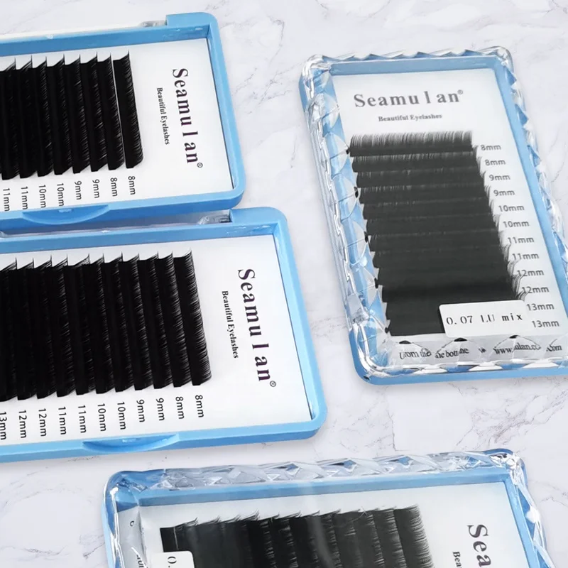 

Wholesale Faux Mink Lashes Private label Eyelash Extension 3D Silk Eyelash Extension, Black