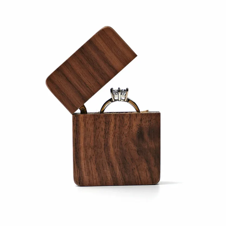

Custom logo Wooden ring box wedding Walnut Wedding Display Box Wood Engagement Ring packaging Box, Like picture