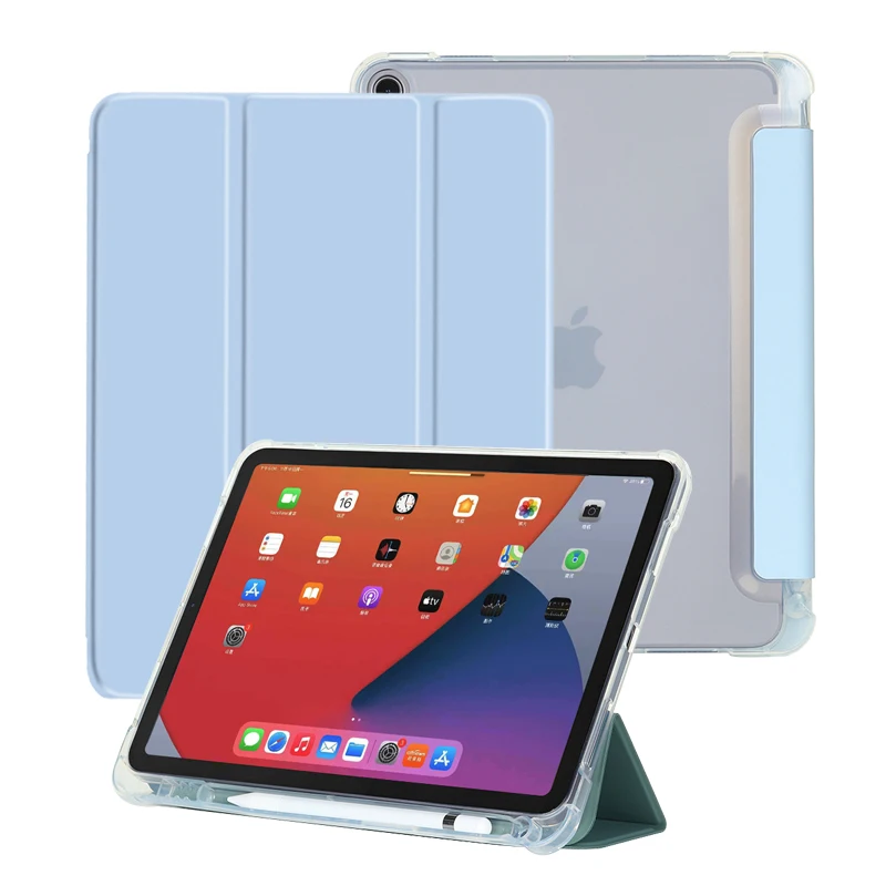 

Tablet auto sleep wake PU leather transparent TPU case for iPad 10.9 Air 4