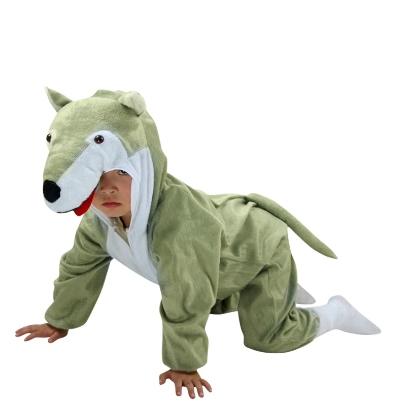 

cosplay animal costume boy Gray wolf dinosaur Blue cat tiger mouse kids polyester material