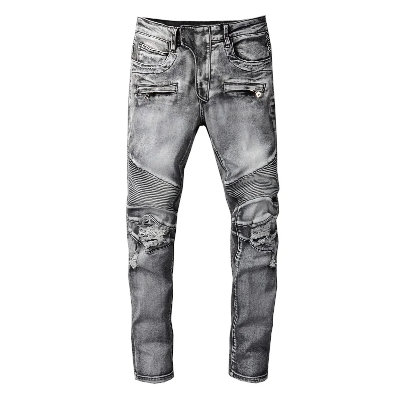 

Factory Directly Sell Accept Customize Breathable Casual Slim Stretch Men Ripped Biker Style Jeans