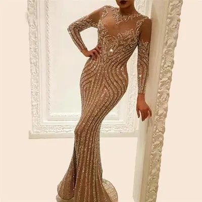 

Hot sale women's evening dress sexy gold stamping long-sleeve ball woman party dresses, Picture