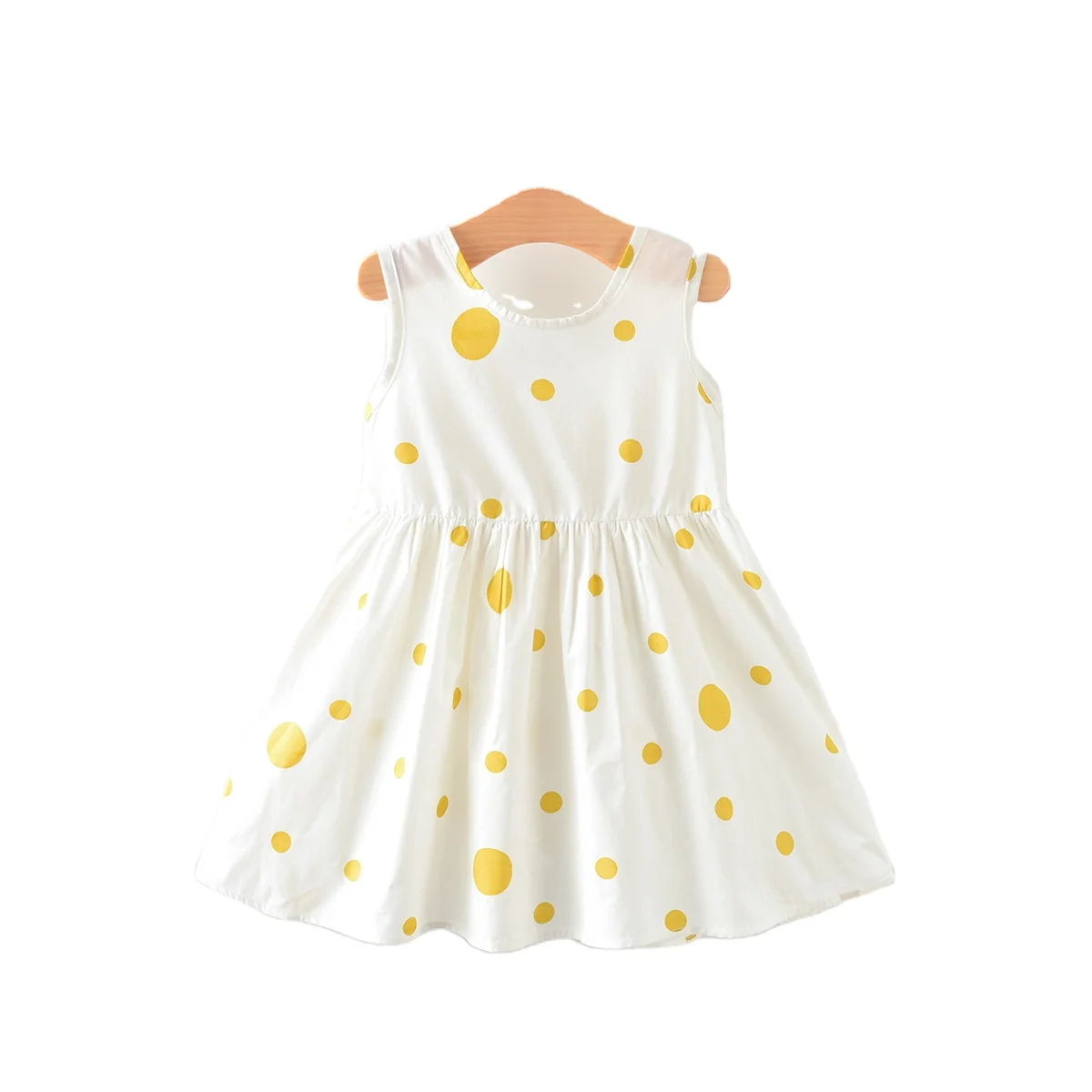 

Summer new style polka dot printing sleeveless simple bowknot cute children's dress