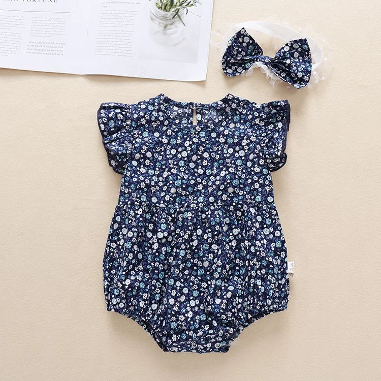 

New Design Baby Girl's Summer Romper Floral Style Cotton Romper Outdoor Wear Jumpsuit Wholesale