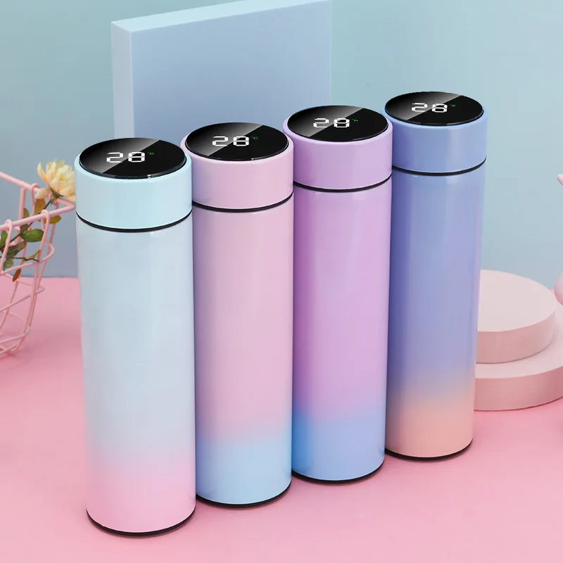 

Double wall thermos designer time marker reminder with led temperature display vaccum flask stainless steel smart water bottle, Customized color