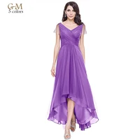 

Front short back long colored lace beaded women evening dress