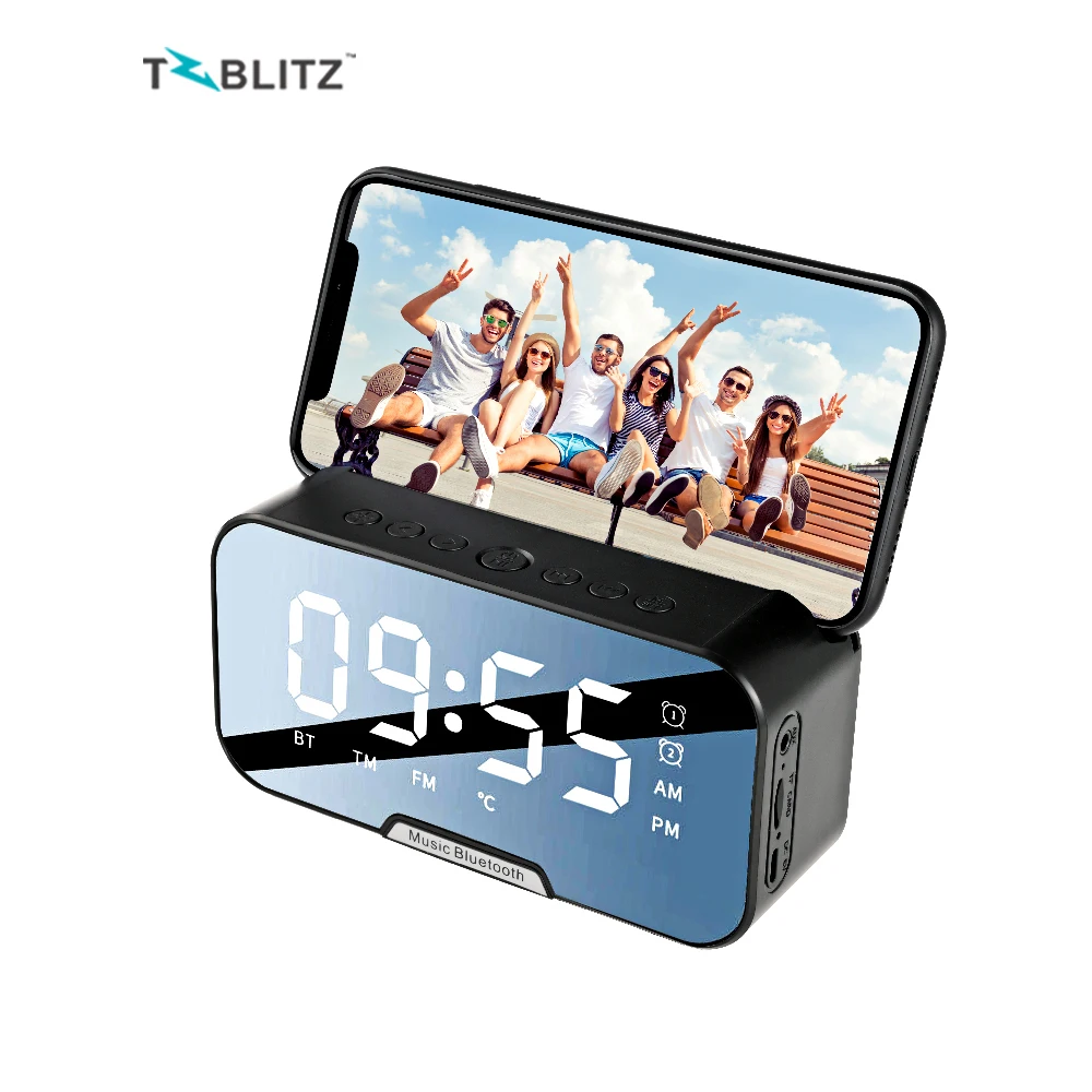 Portable Wireless Bluetooth Speaker Column Super Bass Stereo Subwoofer Handsfree Support TF AUX mirror Alarm Clock temperature - ANKUX.COM