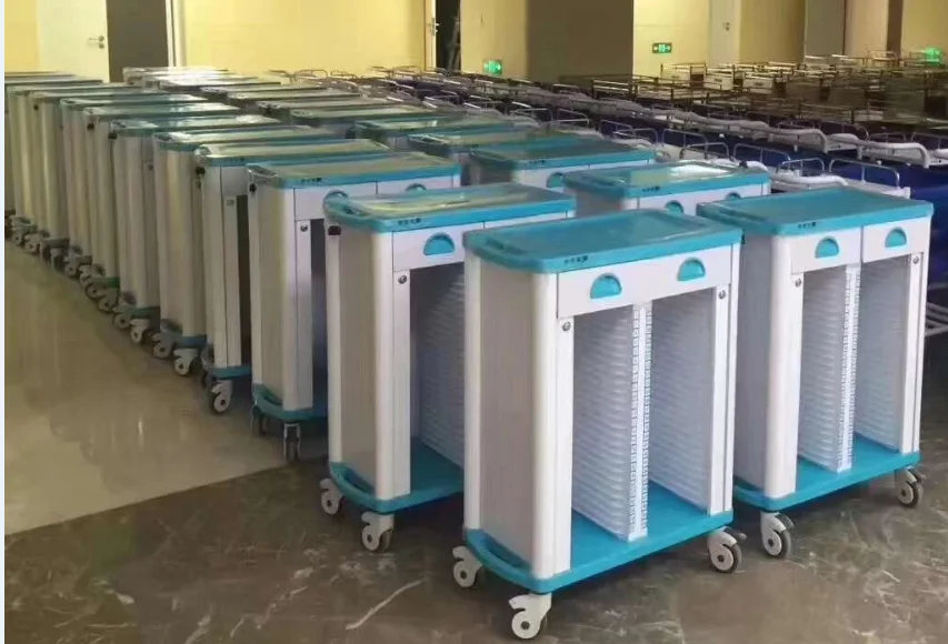 50 Layers Double Medical Cart With Two Drawers For Hospital Record Cy