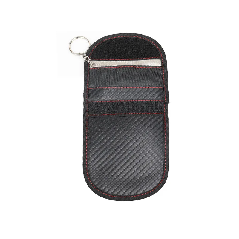 

Hot Sale Leather Material Car Key Signal Blocker Case Punch Bag Car Key Protector, Brown