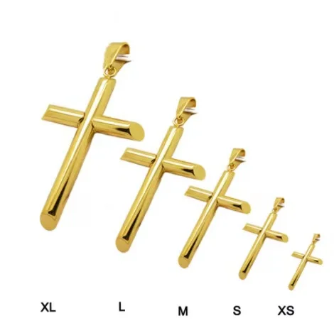 

Five Size Cross Pendant Gold Plated Stainless Steel Crucifix Pendant Necklace Custom Christian Jesus Jewelry