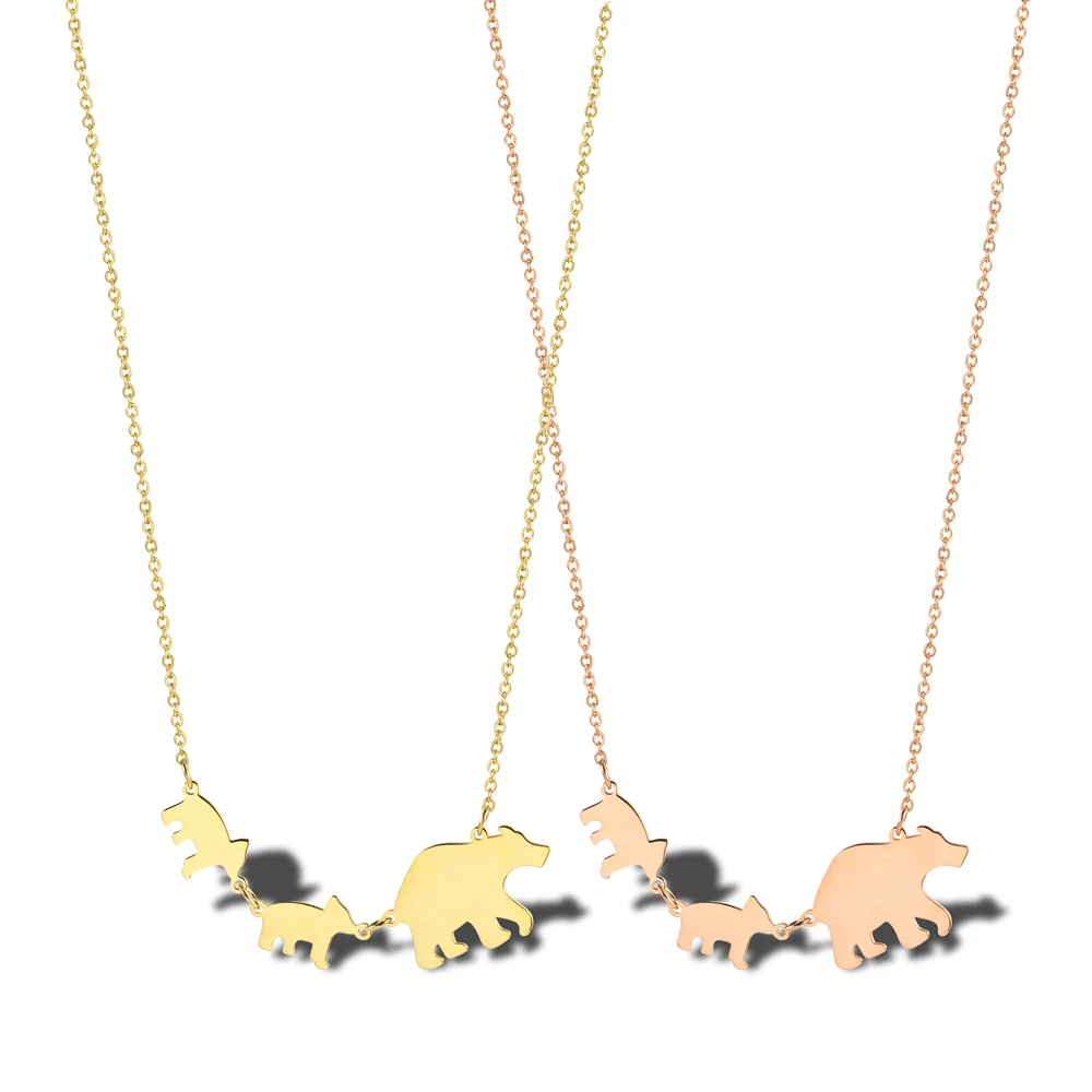 

Simple Hollow Out Stainless Steel 3 Mama Bear Shaped Necklace