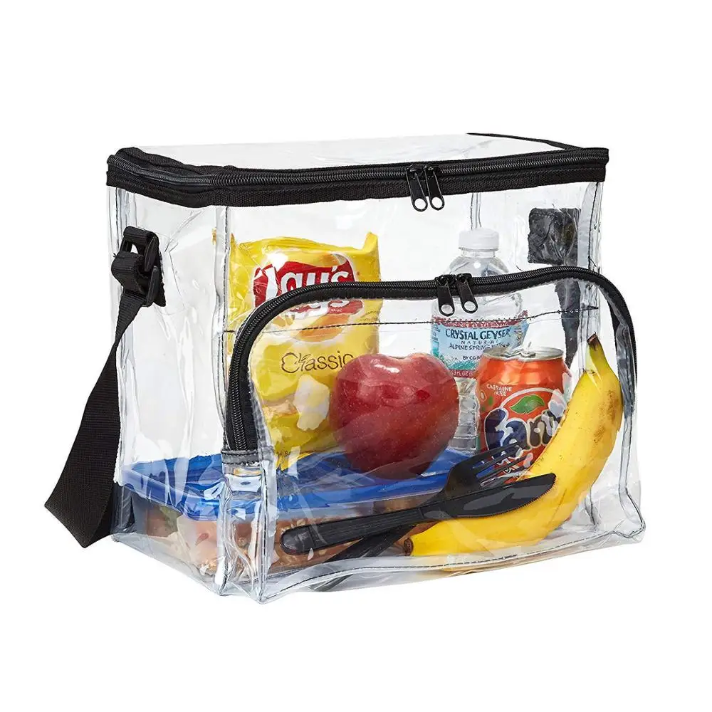 

Large Clear Lunch Bag Lunch Box with Adjustable Strap and Front Storage Compartment