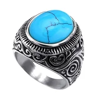 

Custom stainless steel turquoise men rings fashionable stone jewelry rings men ring silver turquoise