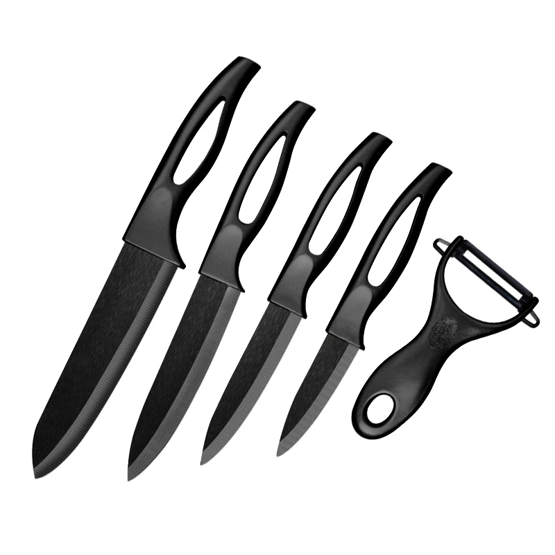 Beautiful gift box black blade 5pcs  kitchen ceramic chef knife set