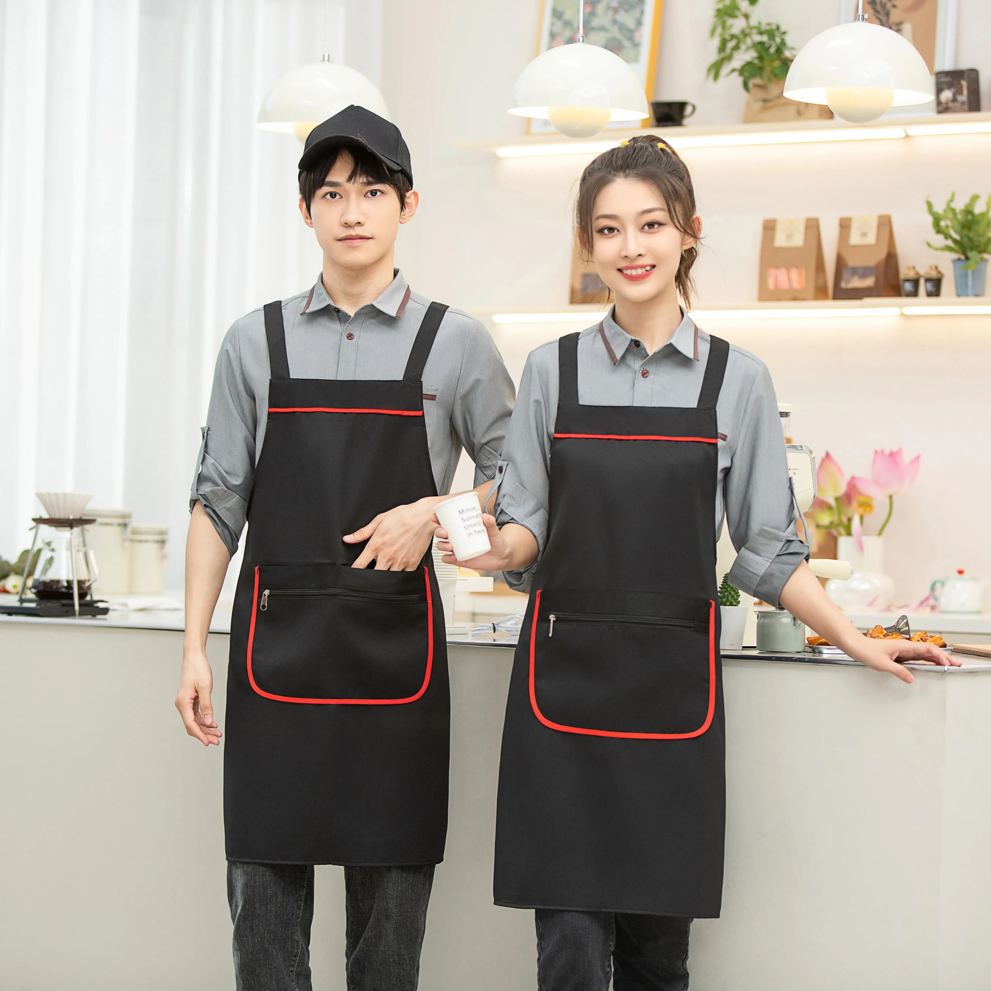 Cotton Canvas Apron Pocket Kitchen Use