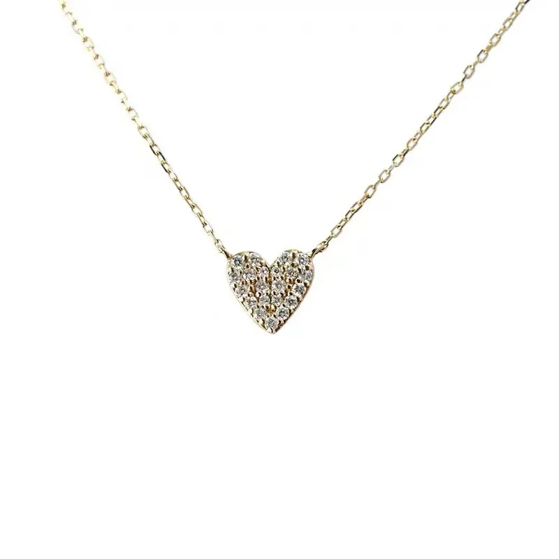 Fashion Pendant Necklaces 925 Sterling Silver Heart Diamond Necklace Full Zircon love Heart Gold Plated Necklace for Women