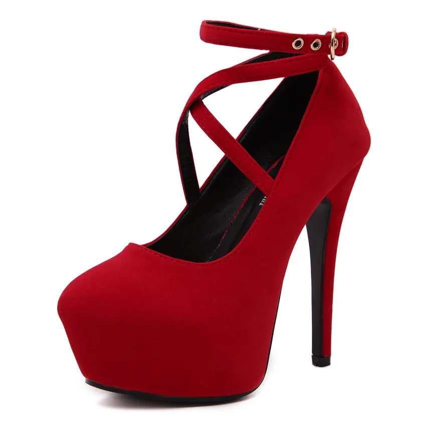 

Extra size 34-42 hot style high heels for women autumn waterproof platform small heel and round head shoes for women