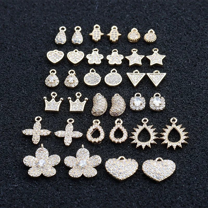 

Mini multi style 18K gold plated zircon pendant diy earrings necklace jewelry making accessories,M907,20pcs/lot