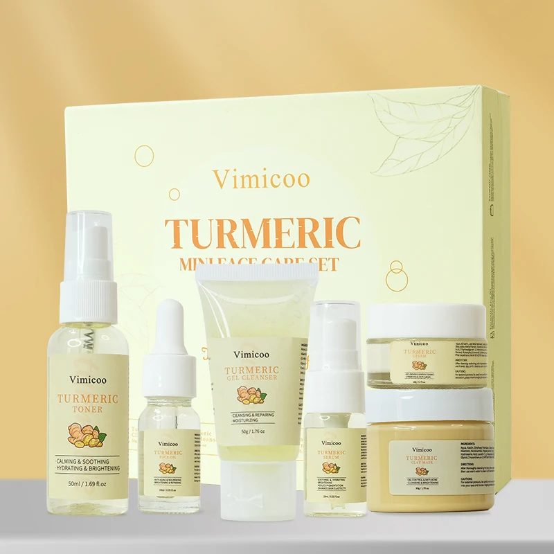 

MINI Beauty Korean Cosmetics Gift Private Label Organic Vegan Skincare Facial Turmeric Tumeric Travel Face Skin Care Set Gift