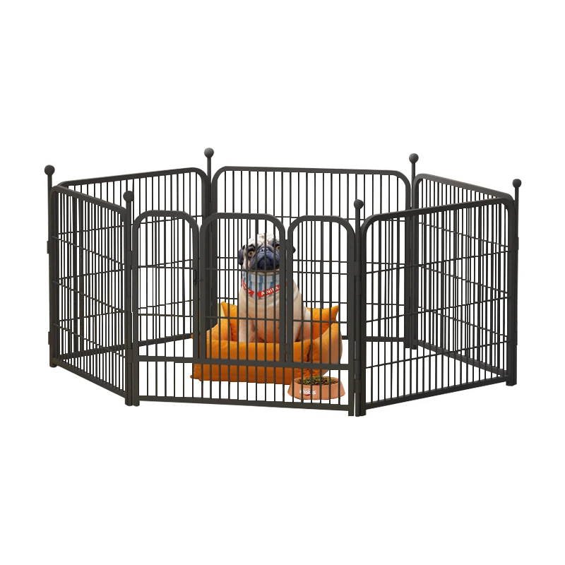 

6 Panels Heavy duty metal iron strong dog kennel run fence enclosure foldable portable pet playpen for sale, Black,white,pink or custom